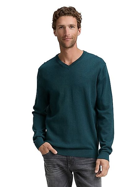 TOM TAILOR V-Ausschnitt-Pullover mit kleiner Logo-Stickerei günstig online kaufen