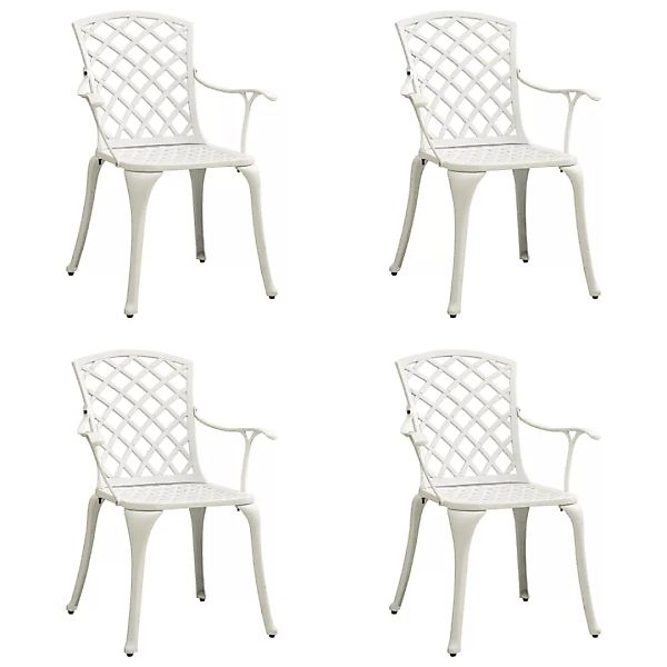 Gartenstühle 4 Stk. Aluminiumguss Weiß günstig online kaufen