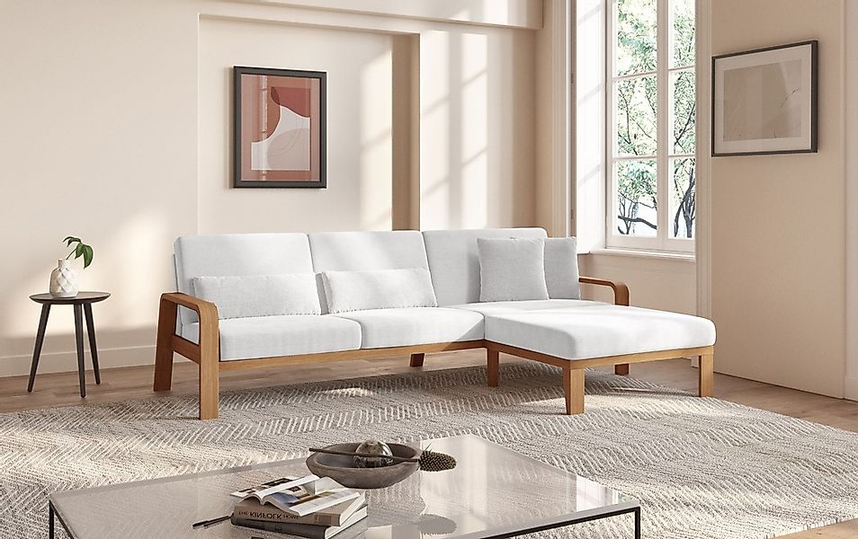 sit&more Ecksofa »Kolding L-Form«, Armlehnen aus eichefarbigem Buchenholz, günstig online kaufen