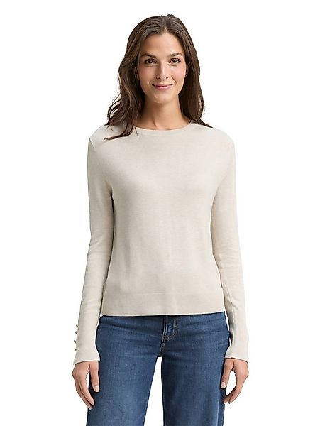 TOM TAILOR Rundhalspullover mit Knopf-Details günstig online kaufen