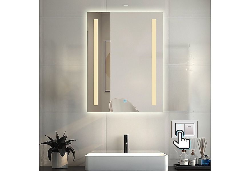 duschspa Badspiegel mit LED Beleuchtung Touch-Schalter 45-80 cm, Beschlagfr günstig online kaufen