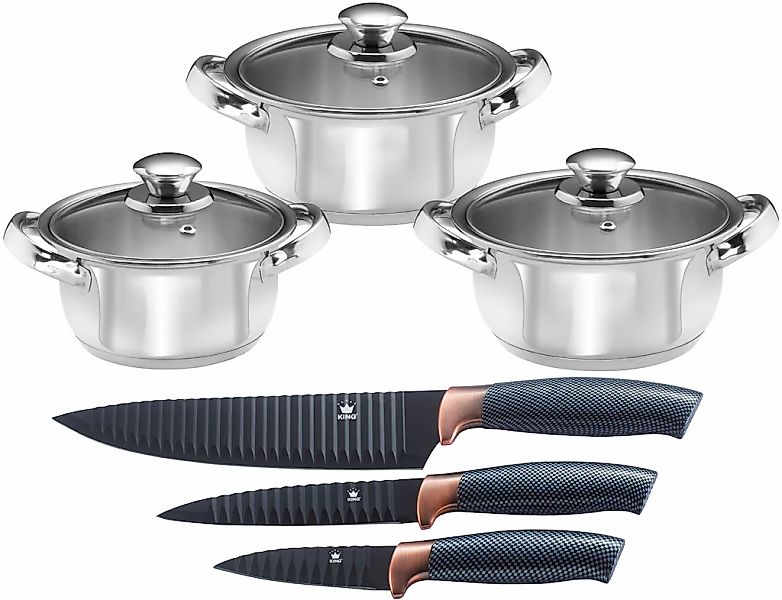 KING Topf-Set "EDELSTAHL" Set, 3 Töpfe Ø 16/18/20 cm inkl. Glasdeckel, 3 Me günstig online kaufen
