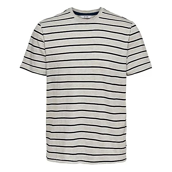 Only & Sons Mel Life Regular Stripe Kurzärmeliges T-shirt XL Light Grey Mel günstig online kaufen