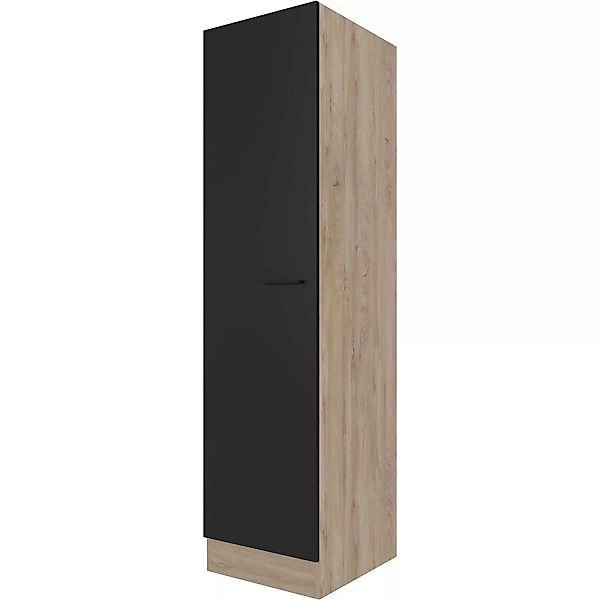 Flex-Well Exclusiv Geschirrschrank Capri 50 cm Schwarz Matt-Endgrain Oak günstig online kaufen