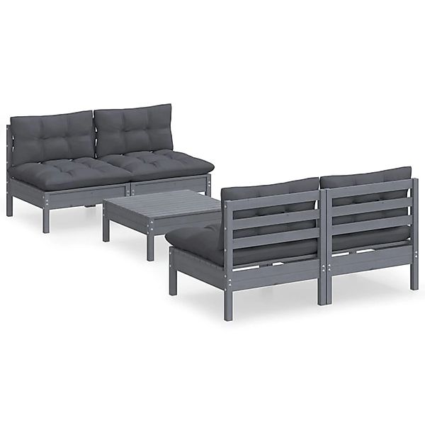 vidaXL 5-tlg Garten-Lounge-Set mit Anthrazit Kissen Kiefernholz Modell 2 günstig online kaufen