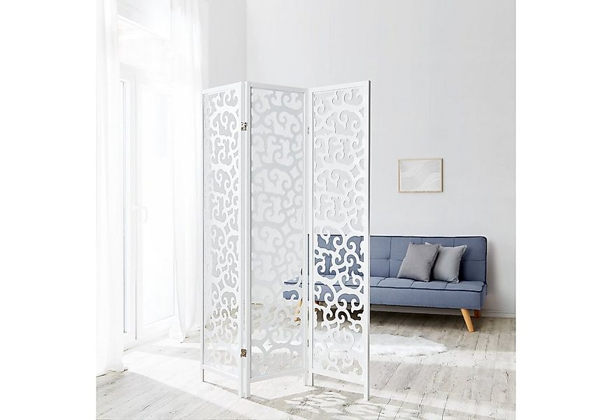 Homestyle4u Paravent Raumteiler Holz Trennwand Sichtschutz Weiß Indoor Moti günstig online kaufen