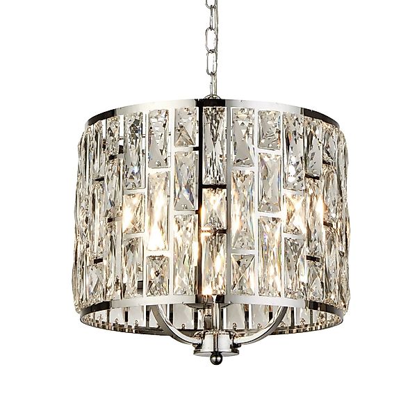 Hängeleuchte Bijou, Schirm mit Kristallen, Ø 38 cm, chrom günstig online kaufen