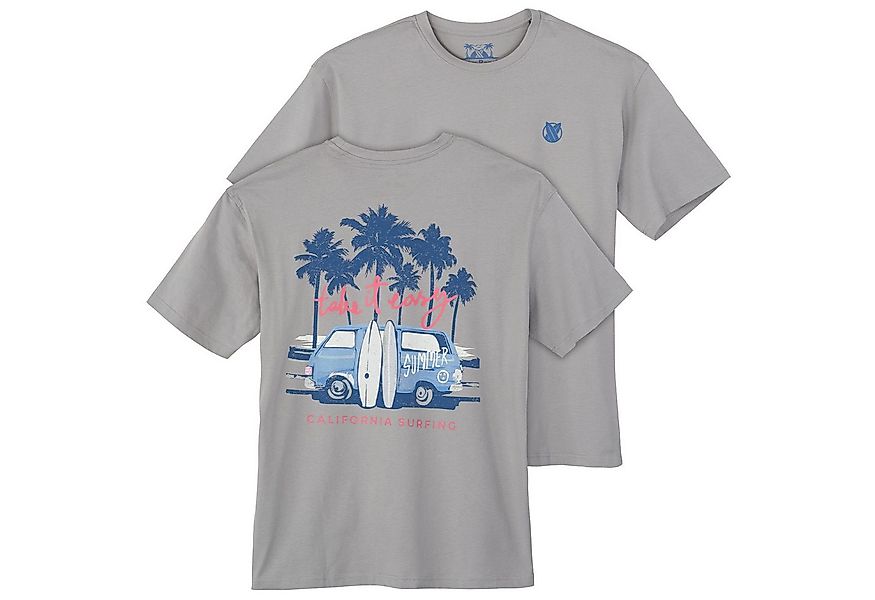 Calm Beach Print-Shirt Calm Beach Übergrößen grau Rückenprint Palme T-Shirt günstig online kaufen