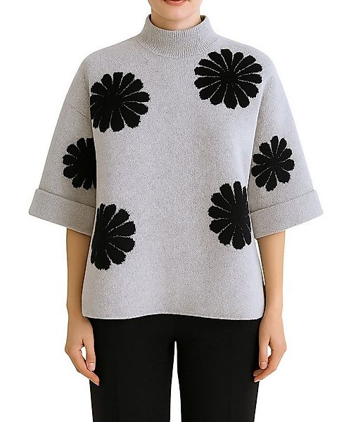 Mississhop Rollkragenpullover Damen Pullover mit Blumenmuster M.408 günstig online kaufen