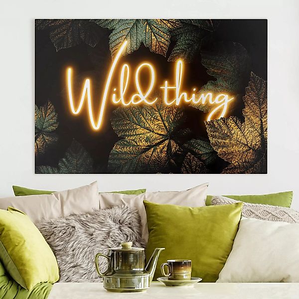 Leinwandbild - Querformat Wild Thing goldene Blätter günstig online kaufen