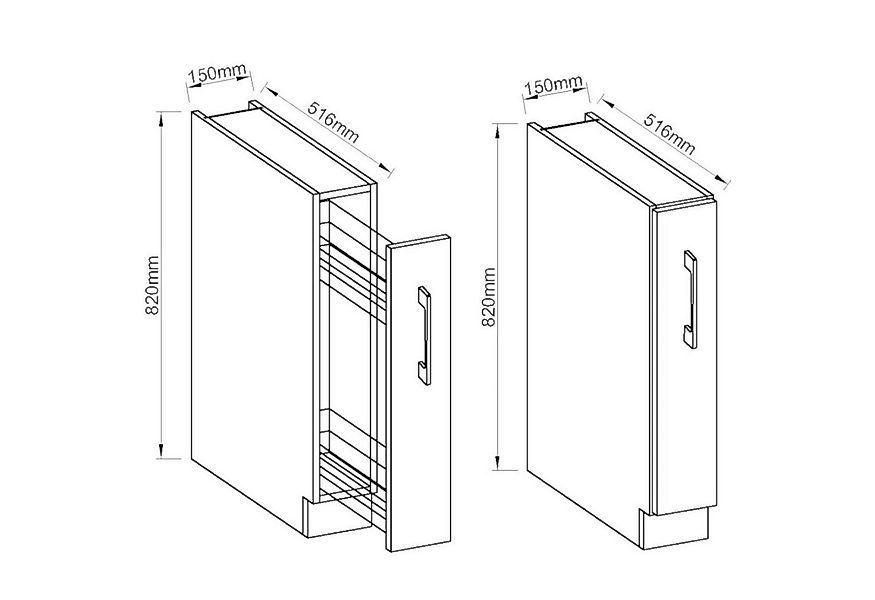 Küchen-Preisbombe Unterschrank Schrankauszug 15 cm Küche Vigo Eiche Lancelo günstig online kaufen