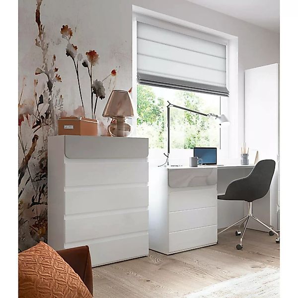 Schreibtisch und Kommode weiß mit grau FLINT-129 günstig online kaufen