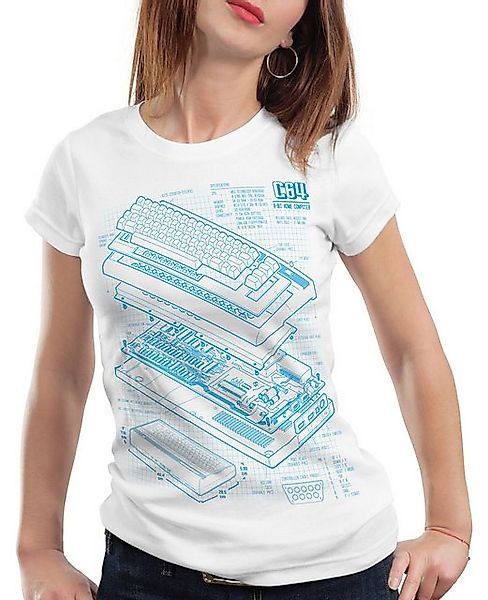 style3 T-Shirt C64 Heimcomputer commodore Blaupause classic gamer günstig online kaufen