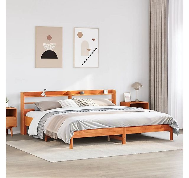 vidaXL Bett, Massivholzbett ohne Matratze Wachsbraun 180x200 Kiefernholz günstig online kaufen