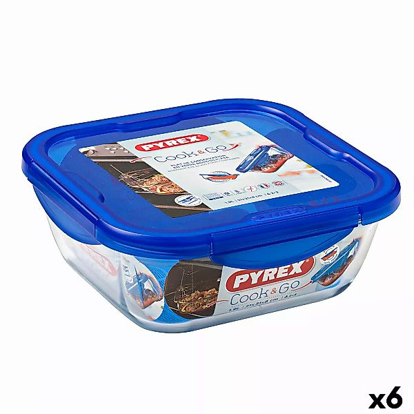 Lunchbox Hermetisch Pyrex Cook & Go 21 X 21 X 9 Cm Blau 1,9 L Glas (6 Stück günstig online kaufen