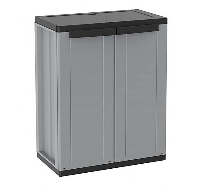 Kreher Mehrzweckschrank Kunststoffschrank mit 1 Boden (Schwarz/Grau) günstig online kaufen