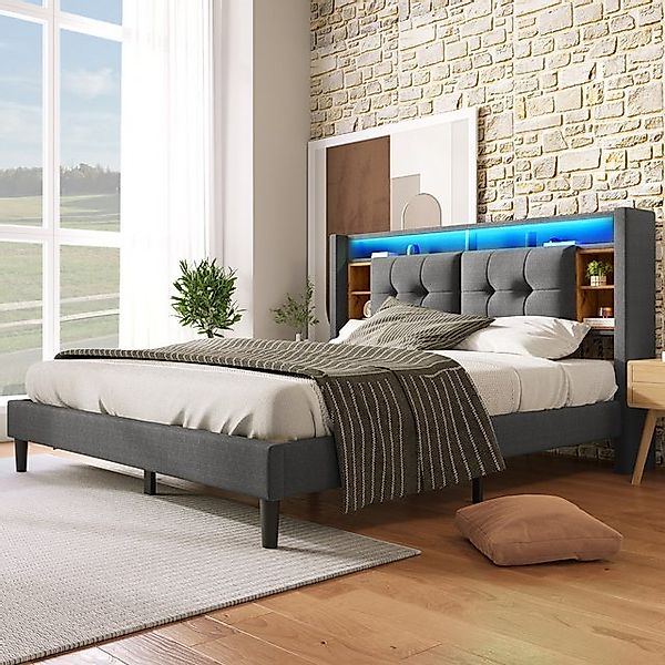 BlingBin Polsterbett Bett (Doppelbett mit LED-Beleuchtung, 140×200CM), aufl günstig online kaufen
