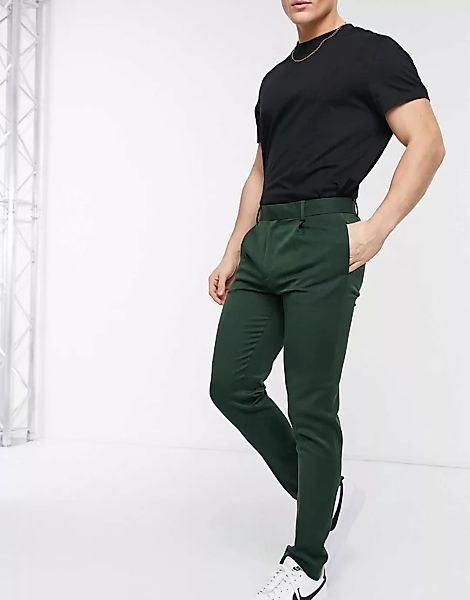 ASOS DESIGN – Sehr enge, elegante Hose in Grün günstig online kaufen