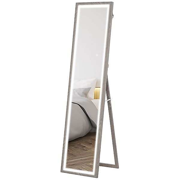 HOMCOM Ganzkörperspiegel 40 x 160 cm Standspiegel mit LED-Lichte, 3 Lichtfa günstig online kaufen