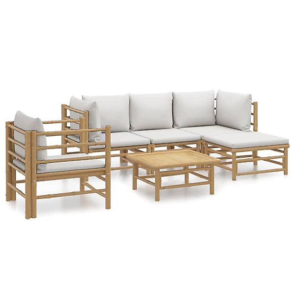 vidaXL Gartenlounge-Set 6-tlg. Garten-Lounge-Set mit Hellgrauen günstig online kaufen