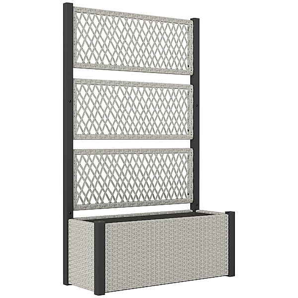 Outsunny Hochbeet mit Rankgitter in Rattan-Optik Pflanzkasten Blumenkasten günstig online kaufen