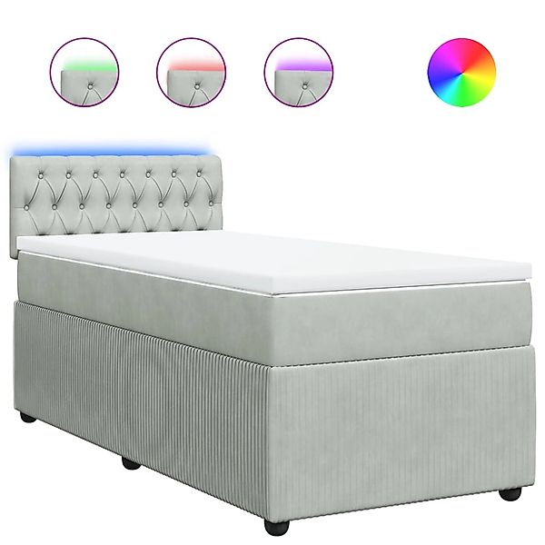 vidaXL Boxspringbett mit Matratze Hellgrau 80x200 cm Samt2098406 günstig online kaufen
