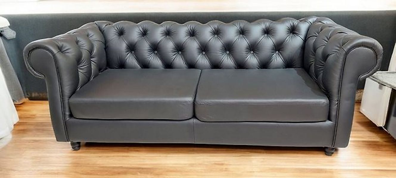 JVmoebel Chesterfield-Sofa Chesterfield Designer Sofa 3 Sitzer Couch Schwar günstig online kaufen