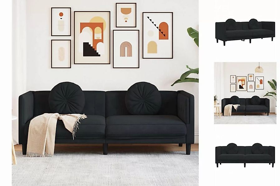 vidaXL Sofa Sofa mit Kissen 3-Sitzer Schwarz Samt günstig online kaufen