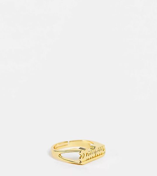 Image Gang Curve – Vergoldeter, verstellbarer Ring mit „Taurus“-Stier-Horos günstig online kaufen
