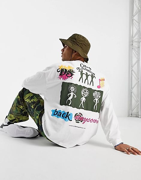 ASOS – Daysocial – Langärmliges Oversize-Shirt mit Front- und Rückengrafik günstig online kaufen