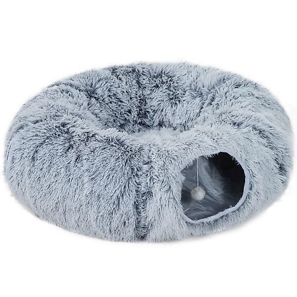 PawHut Katzentunnel, 2-in-1 Katzenspielzeug mit Spielball, Katzenhöhle, Ras günstig online kaufen