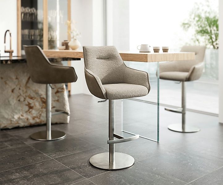 DELIFE Barhocker Alja-Flex, Drehfußhöhenverstellbar Edelstahl Materialmix günstig online kaufen