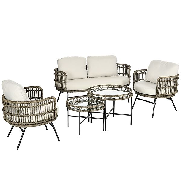Outsunny Sitzgruppe 5 TLG. Rattan mit günstig online kaufen