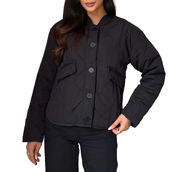 Ital-Design Steppjacke Modische Damenjacke mit Taschen und Knopfdetails (90 günstig online kaufen