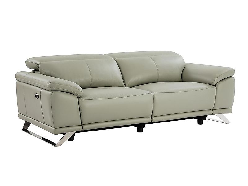 Relaxsofa 3-Sitzer elektrisch - Rindsleder - Hellgrau - AZIDEE II günstig online kaufen