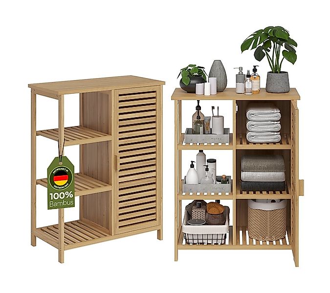 Bellamio Hochschrank Newa aus Bambus, lackiert (6 Fächer) Badezimmerschrank günstig online kaufen