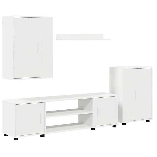 vidaXL 4-Teilige TV-Schrank Set Wandmontiert Weiß Holzwerkstoff 3397896 günstig online kaufen