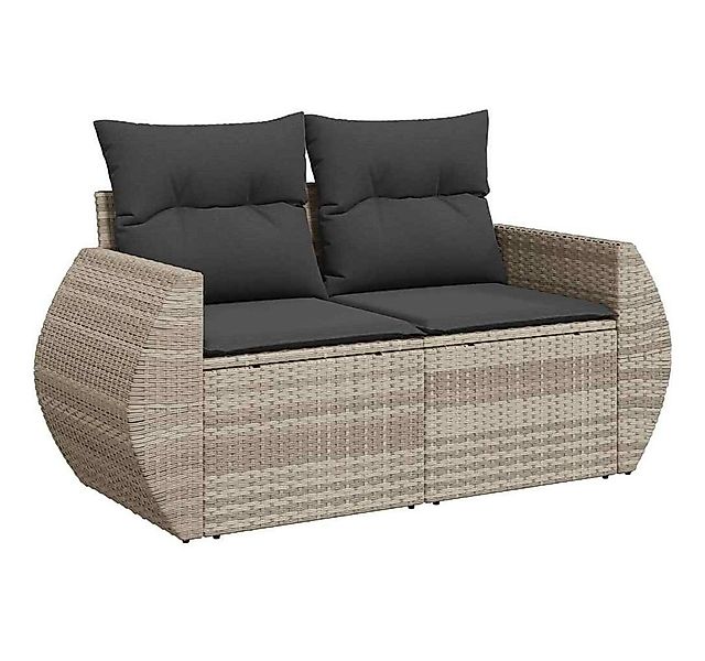 vidaXL Loungesofa Gartensofa mit Kissen 2-Sitzer Hellgrau Poly Rattan, 1 Te günstig online kaufen