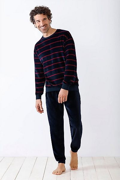 Hajo Schlafanzug Herren Schlafanzug mit Bündchen Nicki günstig online kaufen