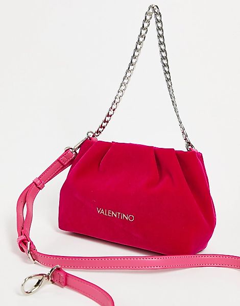 Valentino Bags – Pappelgesäumt- Mini Tasche aus Samt mit Rüschen in Fuchsia günstig online kaufen
