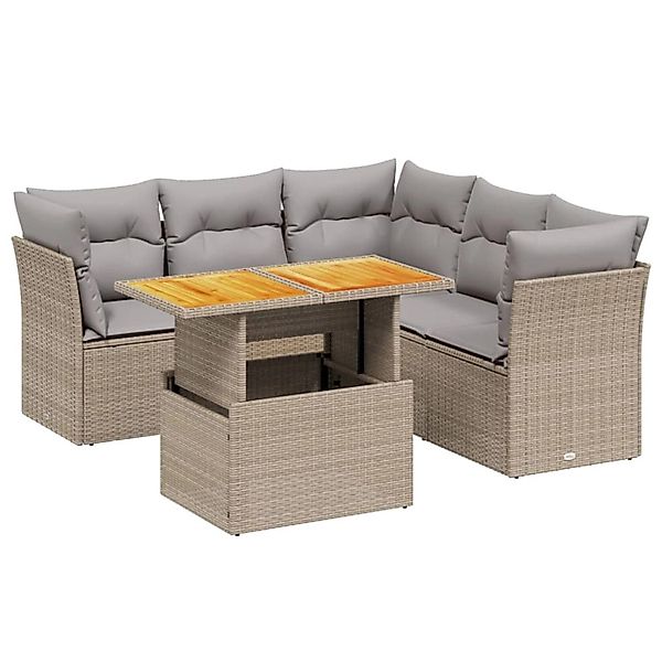 vidaXL 5-tlg Garten-Sofagarnitur mit Kissen Beige Poly Rattan Modell 227 günstig online kaufen