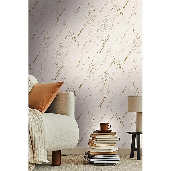 A.S. Création Vliestapete mit Marmoroptik Beige Gold 10,05 m x 0,53 m günstig online kaufen