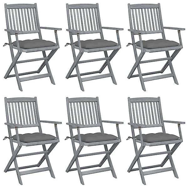 vidaXL Klappbare Gartenstühle 6 Stk mit Kissen Massivholz Akazie 3065423 günstig online kaufen
