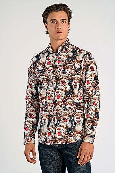 LINDBERGH Langarmhemd mit weihnachtlichem All-Over Print günstig online kaufen