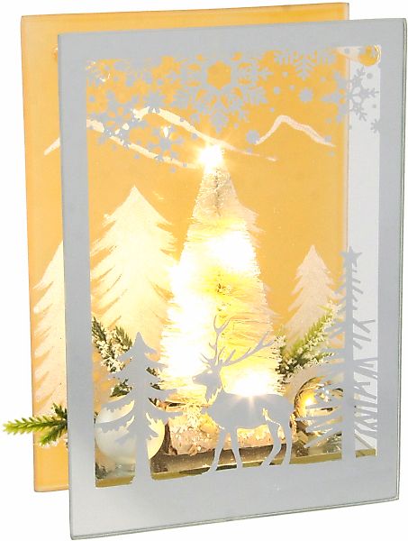 I.GE.A. Dekoobjekt "Aus Glas", Mit LED Licht und mini Tannenbaum, 3D Bild D günstig online kaufen