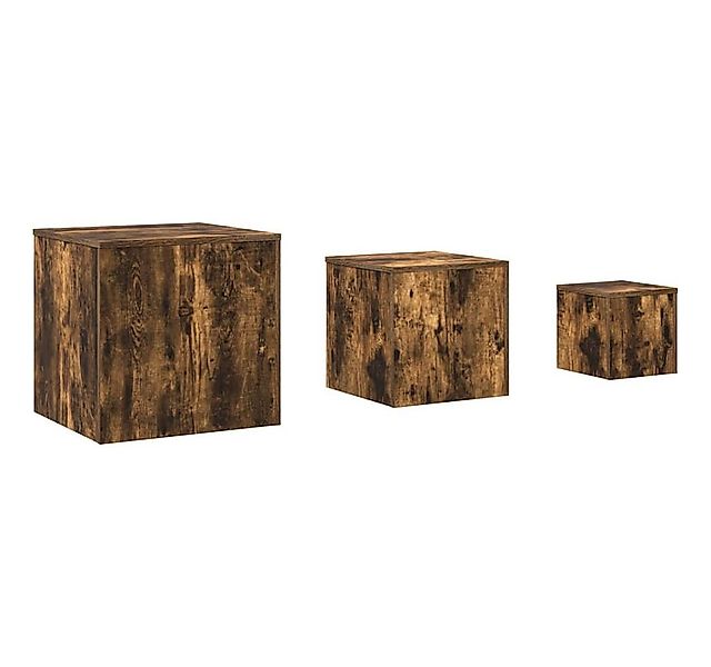 furnicato Couchtisch Beistelltische Set 3-teilig in Räuchereiche 45x45x45 c günstig online kaufen
