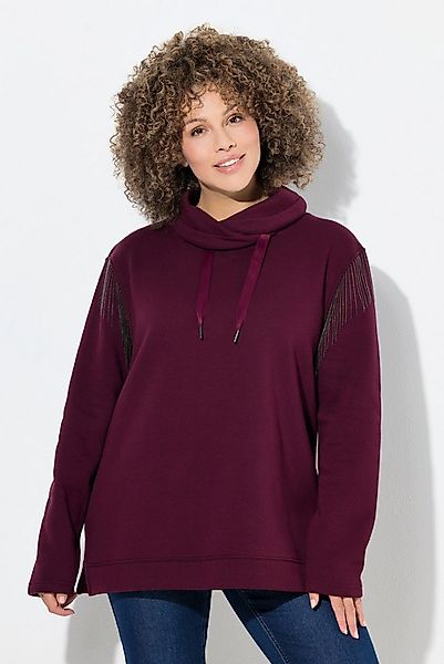 Ulla Popken Sweatshirt Sweatshirt Kettenfransen Stehkragen Langarm günstig online kaufen