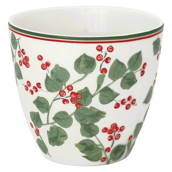 Greengate Latte Cup Scarlett White Tasse Steingut Weiß Blumen günstig online kaufen
