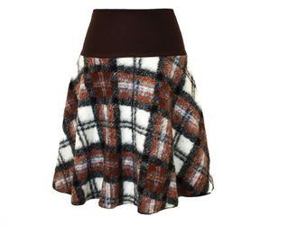 dunkle design Strickrock Wolle Kariert Braun günstig online kaufen