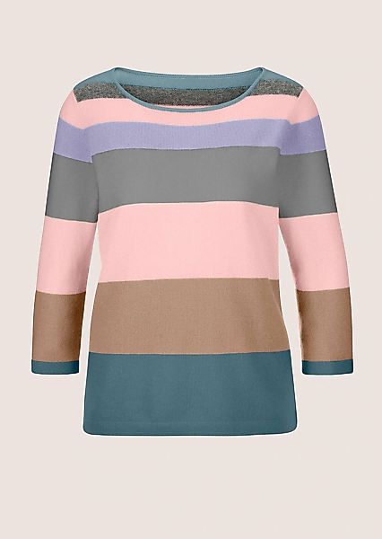 MADELEINE Longpullover "Kaschmirpullover Moderner Streifenpullover mit U-Bo günstig online kaufen